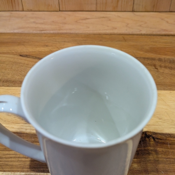 White Ceramic Mug with Blue and Brown Design - Picture 5 of 8